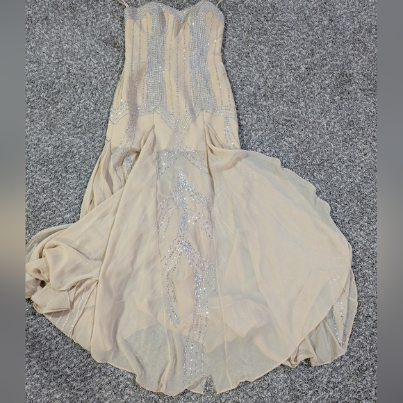 Vintage Landa cream beaded sequin prom evening special occasion dress 4 - Picture 15 of 15